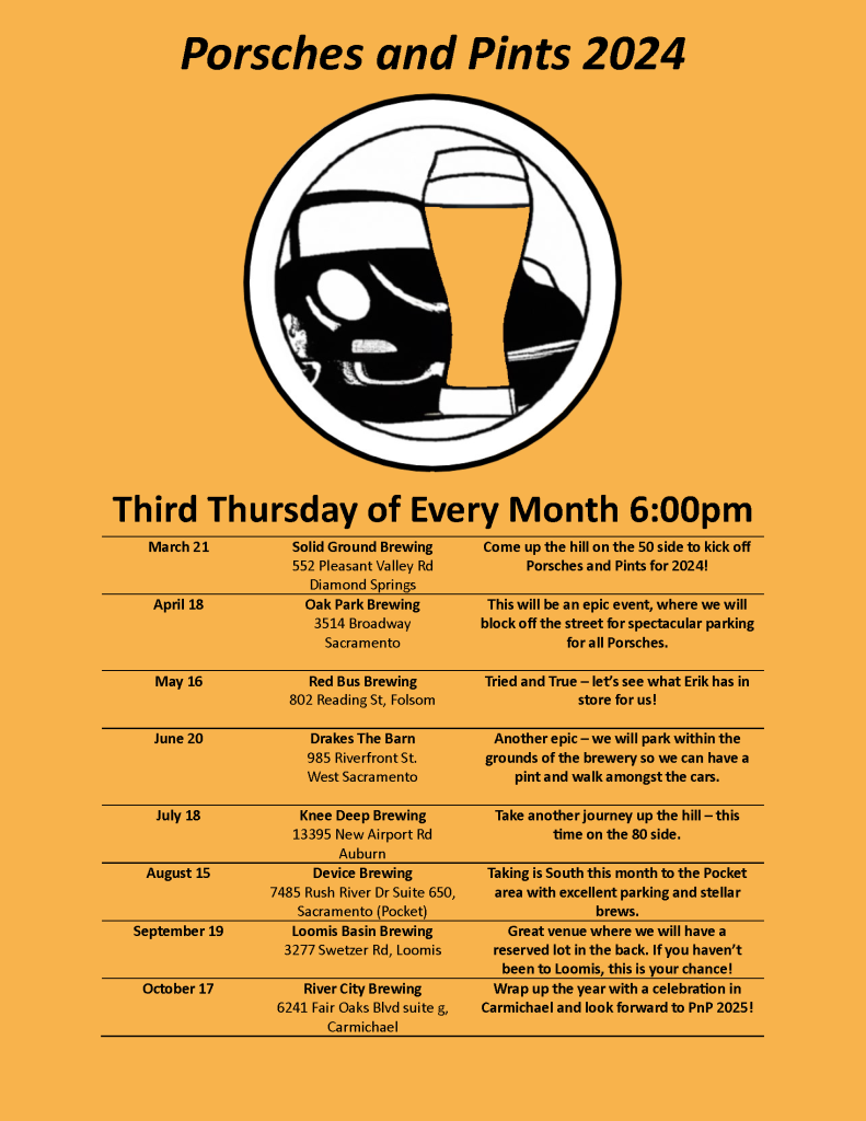 Porsches and Pints – Sacramento Valley Region